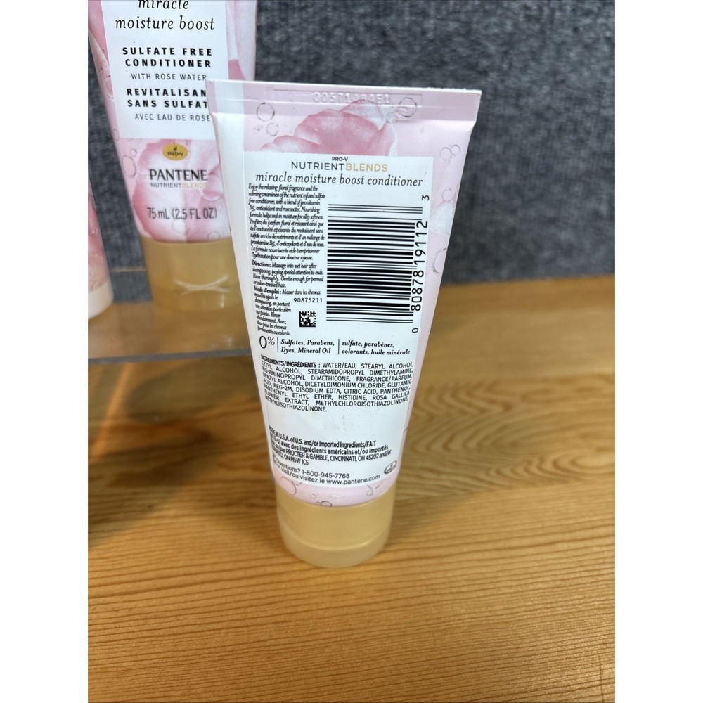 4~Pantene Pro-V Miracle Moisture Boost w- Rose Water, 3 oz, 2-Shampoo and 2-Cond - Picture 5 of 5